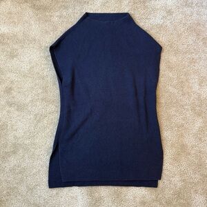 Banana Republic Womens M Long Sweater Vest with Slit Sides Navy Blue